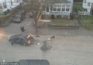 As daylight broke, the witness took photos of the abandoned sedan and backpacks