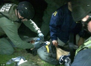 Dzhokhar is searched and given medical attention after his arrest Image: AP