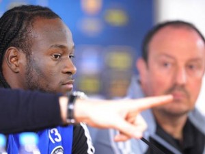 Victor Moses at the Press Conference with Benitez.