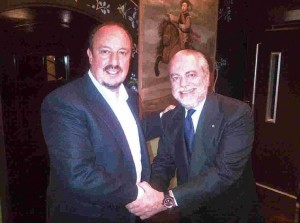 Rafael Benitez and  Napoli President Aurelio de Laurentiis.