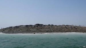In the hours afters after the quake, witnesses noticed a small island had appeared in waters off the nearby port town of Gwadar. photo: AFP