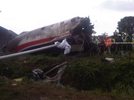 WRECKAGE OF THE ASSOCIATED AIRLINES AIRCRAFT THAT CRASHED ON THURSDAY MORNING