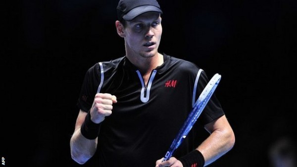 AFP Image: Tomas Berdych Pumps Fist During Victory Over David Ferrer at the O2 Arena, London.