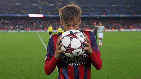 And He Responded! Neymar Kisses His Ball After Scoring Hat-Trick in Barcelona's 6-1 Routing of Celtic.