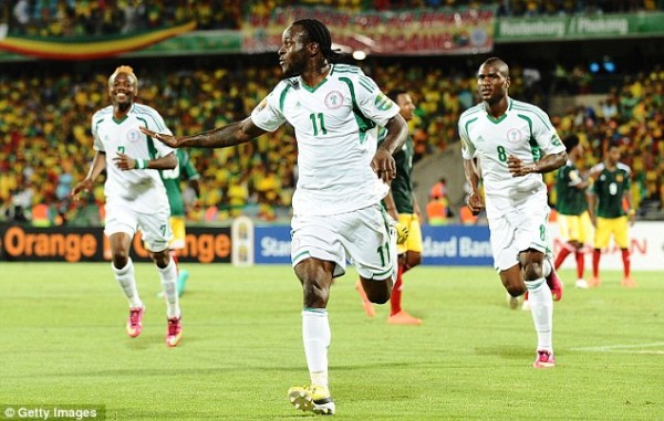 Image Credit: Getty Image via Daily Mail. Victor Moses Celebrates Scoring Against Ethiopia.