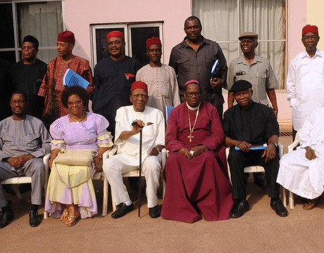 NATIONAL PRESIDENT, IGBO LEADERS OF THOUGHT, PROF. BEN NWABUEZE (4TH L), WITH MEMBERS AFTER A MEETING IN ENUGU ON MONDAY(credit: NAN).