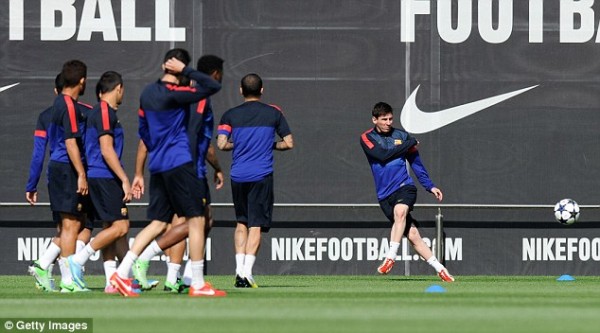 Lionel Messi in Barca Training.