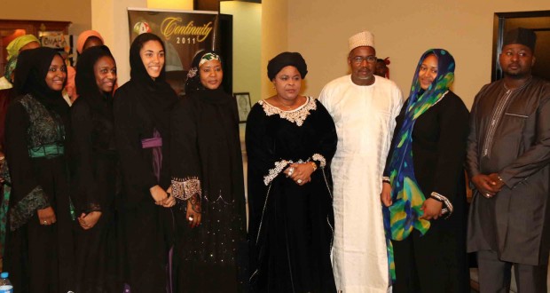 FIRST LADY, PATIENCE JONATHAN (FIFTH LEFT) WITH FCT MINSTER SENATOR BALA MOHAMMED DURING A CONDOLENCE VISIT TO THE MINISTER ON SUNDAY