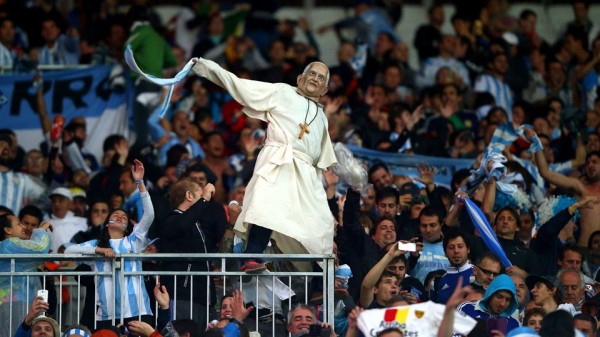 Argentina Fans Even Had Relic of Pope Francis in the Air at the World Cup in Brazil. Image: Getty.