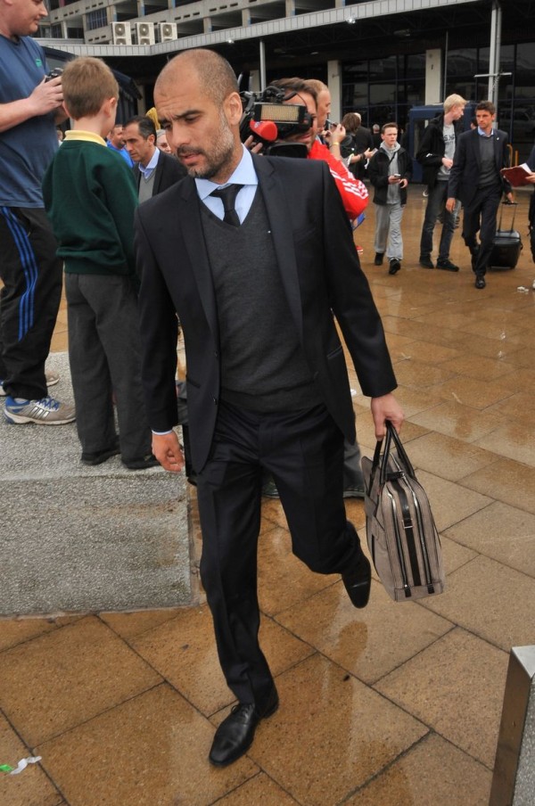 Guardiola Pictured on Arrival at the Manchester Airport for Last Season's Champions League Last 8 Tie Against United.