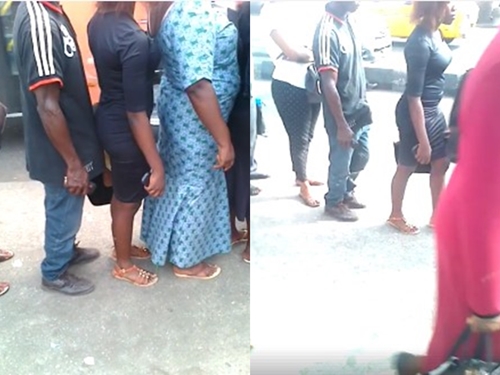 See The Video Of A Pervert Pressing His Erect Manhood On A Ladys Backside At A Bus Queue In