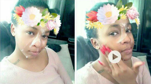 Lady Rubs Sperm On Her Face On Boyfriends Suggestion Photos