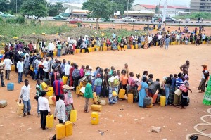 Long Queues For Kerosene At A Filling Station