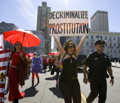 Sex workers and their supporters march through city streets in celebration of International Sex Workers' Rights Day in San Francisco