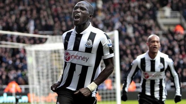 NEWCASTLE UNITED'S FRENCH MIDFIELDER, MOUSSA SISSOKO CELEBRATES HIS SECOND GOAL