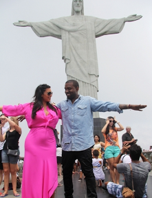 Kim Kardashian & Kanye West before the Christ The Redeemer Statue in Brazil