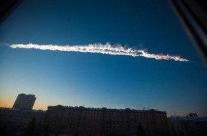  A meteorite contrail is seen over Chelyabinsk on Friday, Feb. 15, 2013. Photo credit:  Chelyabinsk.ru