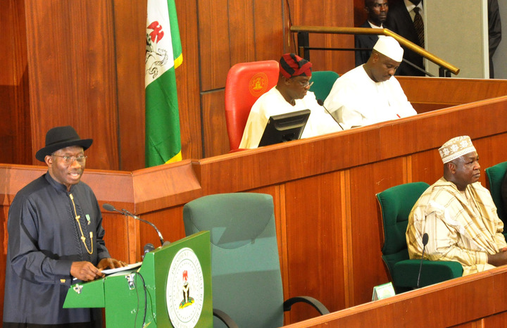 PRESIDENT JONATHAN PRESENTING 2013 BUDGET PROPOSAL TO A JOINT SITTING OF NATIONAL ASSEMBLY