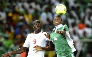 Godfrey Oboabona in action for the Super Eagles at the 2013 AFCON
