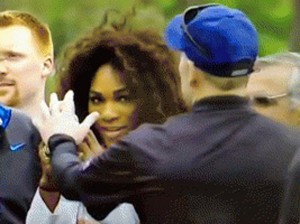 Serena Williams stopped from taking Tiger Woods' picture