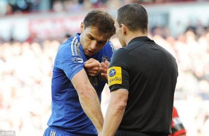 Ivanovic Complains to Referee Kevin Friend.