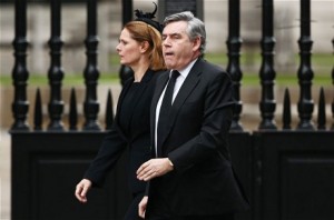 Former Prime Minister Gordon Brown arriving with his wife Sarah (GETTY)