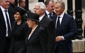 Former Prime Ministers John Major and Tony Blair attend with their wives Norma Major and Cherie Blair (GETTY)