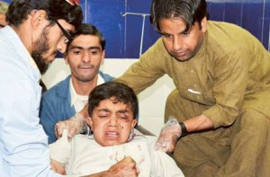 A bomb blast victim receives treatment at a hospital in Quetta