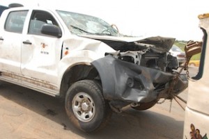 The truck after it was taken out of the river