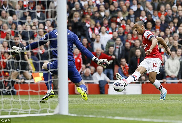 Theo Walcott Slot In the First Goal.