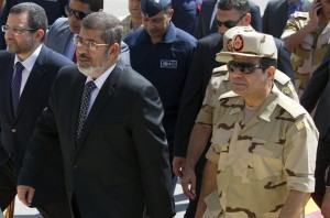 Egyptian president Mohamed Morsi met the soldiers upon their return to Cairo