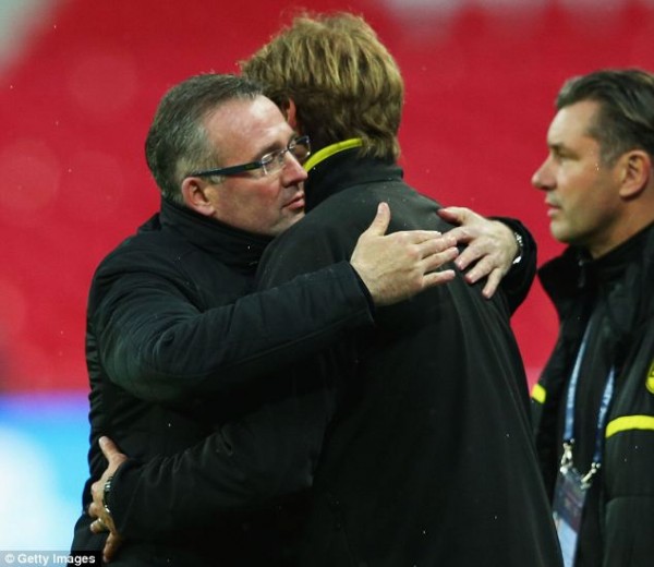 Paul Lambert and Jurgen Klopp Watched Dortmund Train At Wembley.