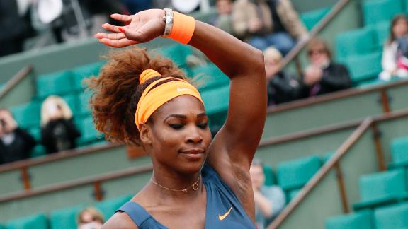 Serena Williams Waves To the French Crowd.