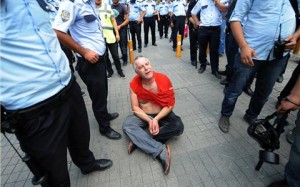 protester arrested