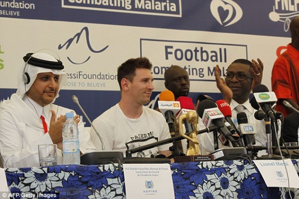 Lionel Messi at a Press Conference at the Aspire Academy in Senegal.