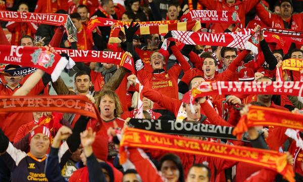 Liverpool Fans Thundering the Rendition of "You'll Never Walk Alone" in Melbourne.