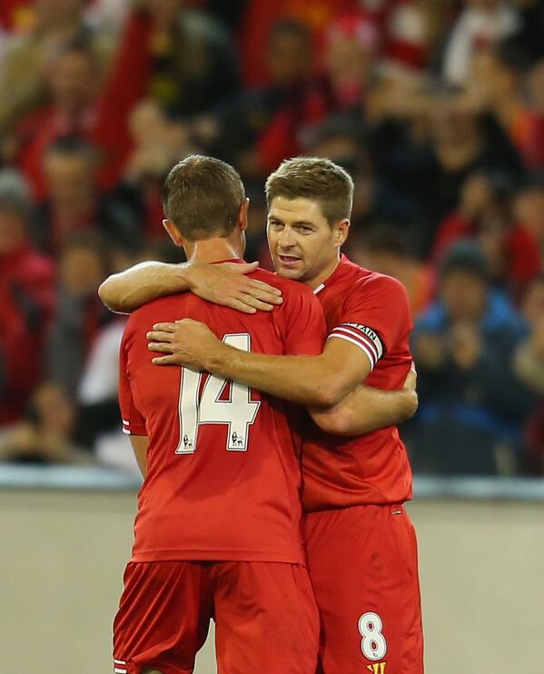 Gerrard Celebrates Scoring Against Melbourne Victory.
