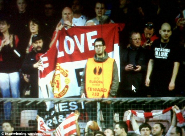 Bolton Flies His 'One Love United Flag' at Atletico Bilbao.
