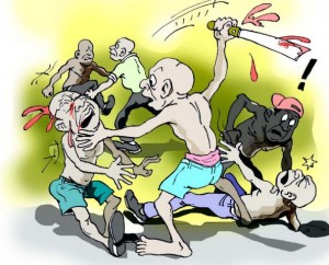 communal clash cartoon_358180653