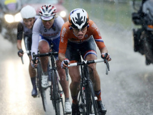Netherlands' Marianne Vos competes in the women's cycling road race final at the 2012 Summer Olympics