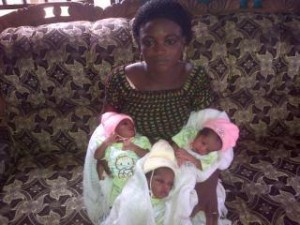 Mrs Akapo with her triplets