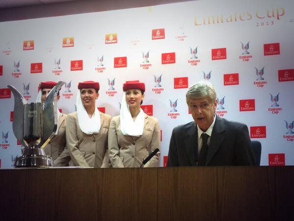 Wenger at the Emirate Cup Press Conference.