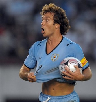 Diego Lugano Reacts After Scoring a Goal Against Argentina During a World Cup 2010 Qualifier.
