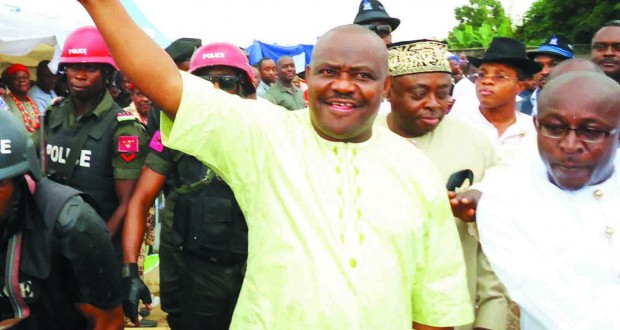 NYESOME WIKE AND SOME CHIEFTAINS OF THE PDP AT ONE OF THE RALLIES OF THE GDI IN PORT HARCOURT 