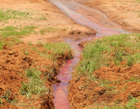 PILLED PRODUCT FLOWING FROM A BURST NIGERIAN NATIONAL PETROLEUM CORPORATION (NNPC) PIPELINE AT TUDUN WADA MALAM JAMO VILLAGE IN AKKO LOCAL GOVERNMENT AREA OF GOMBE ON SUNDAY
