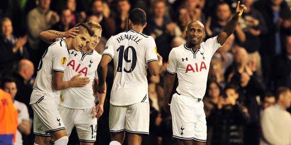 Tottenham Celebrates Christian Eriksen's Goal.