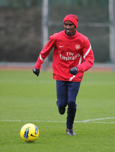 MO Farah at Arsenal's Training Ground. 
