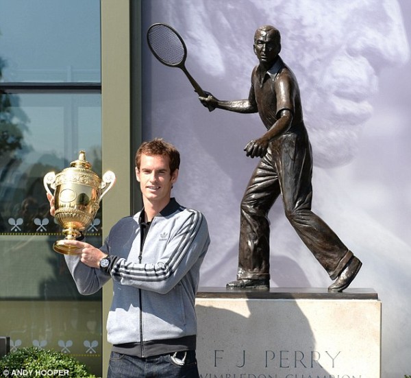 Andy Murray Pose With His Wimbledon Trophy.