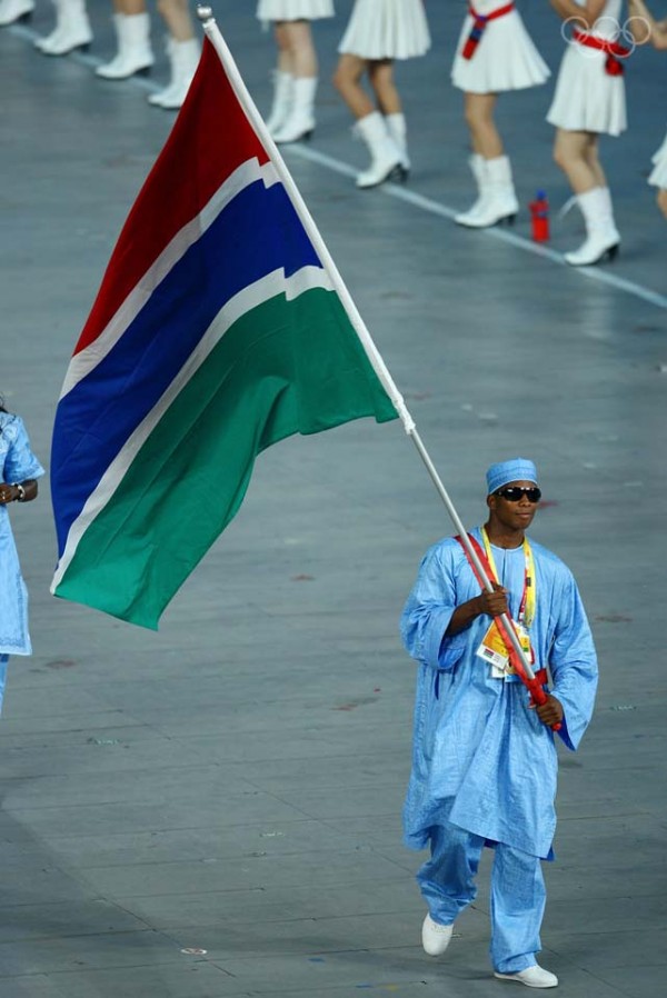 Boxer Badou Jack of Gambia Carries his Country's Flag During the Opening Ceremony for the 2008 Beijing Summer Olympics 