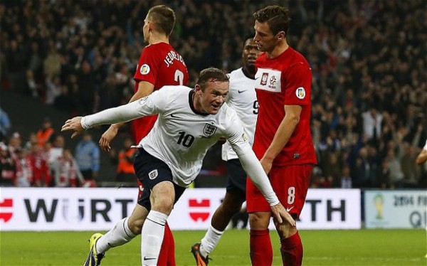 Wayne Rooney Scored England's Opening Goal Against Poland a Minute to the Interval. 